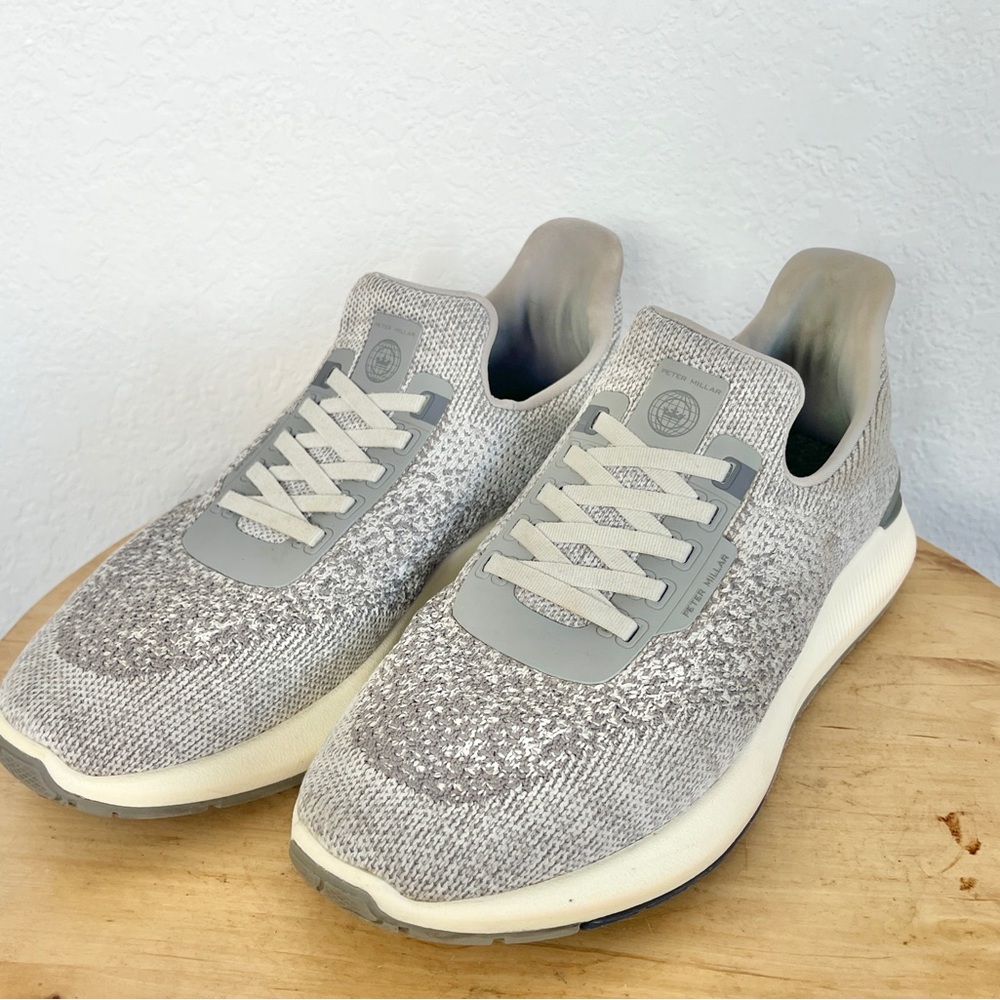 Peter Millar Mens Size 8.5 Hyperlight Apollo Gray Knit Slip On Shoes Sneakers